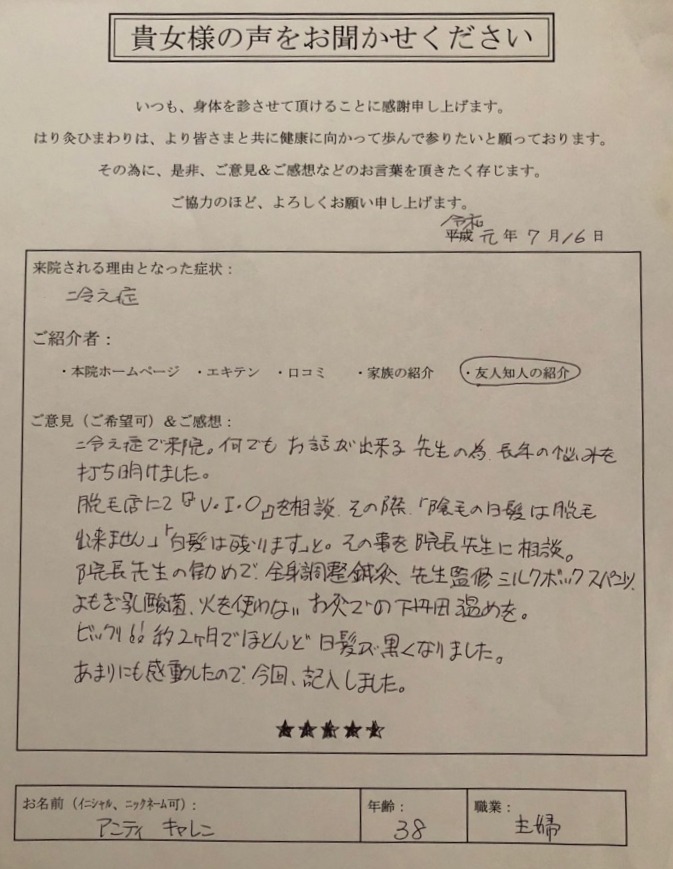 鍼灸アンケート